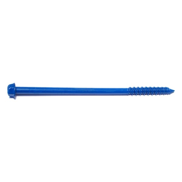 Masonry Screw, 1/4" Dia., Flat, 5 in L, Steel Blue Ruspert, 100 PK